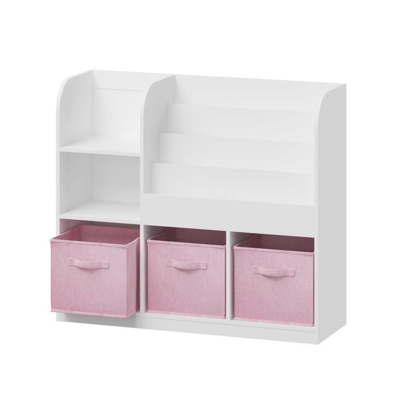 3-Tier Kids Bookcase with Collapsible Drawers & Anti-Tip Safety - Toy & Book Storage Shelf