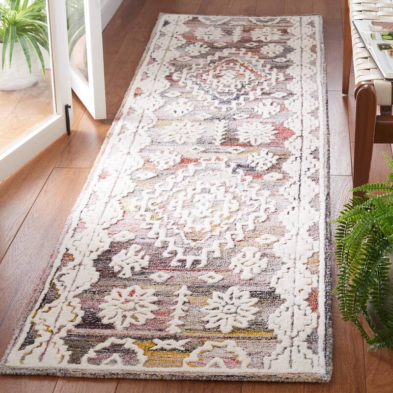 SAFAVIEH Handmade Metro Egita French Country Boho Wool Rug - 2'3" x 9' Runner - Red/Ivory