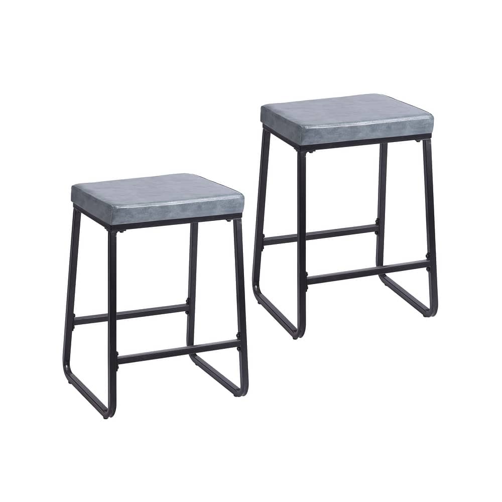 Porthos Home Selma Counter Stools Set of 2, PU Leather, Iron Legs