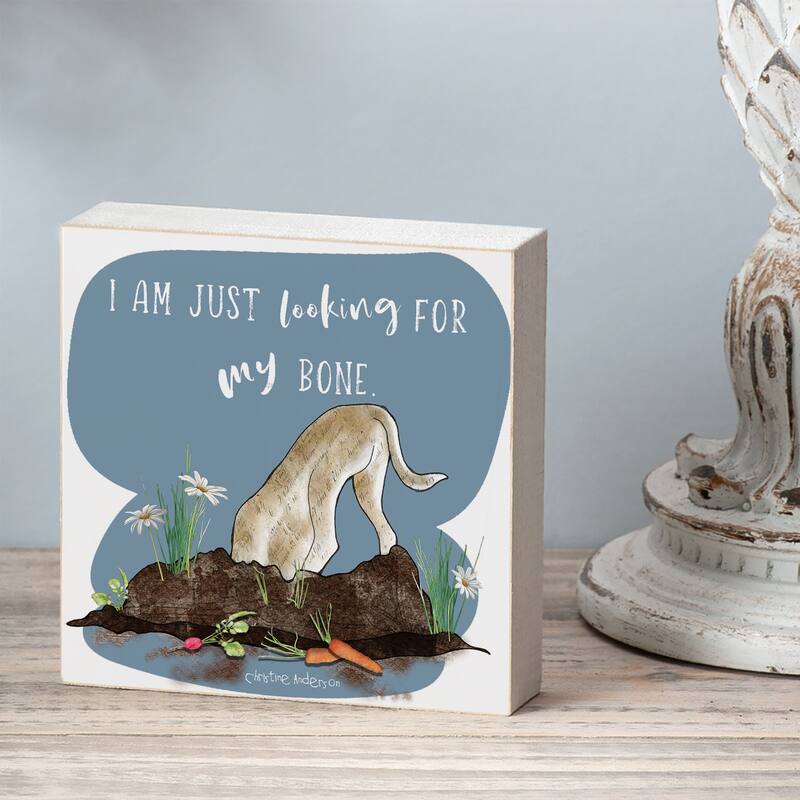 My Bone Artistic Freestanding Solid Wood Block Sign Made in the USA 3.75” Square Decorative Accent for Home or Office - Multi
