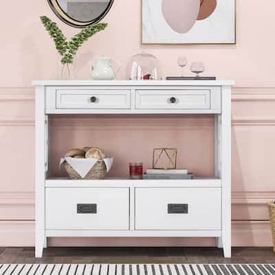 U_STYLE 36'' Modern Console Table Sofa Table with 4 Drawers and 1 Shelf