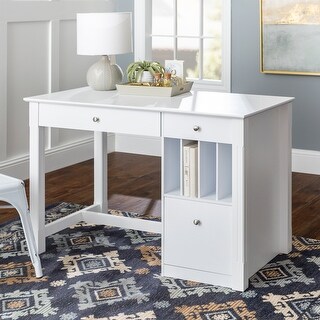 Deluxe White Wood Computer Desk