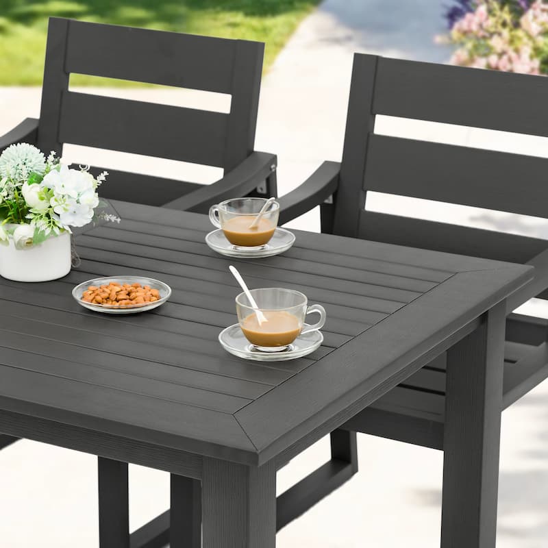 Stationary All-Weather Patio Square-Leg HDPS Dining Chairs (Set of 2) - 23.6"D x 24.6"W x 34.6"H