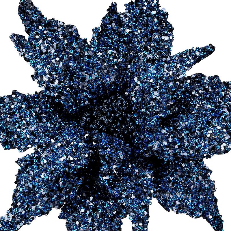 22" Sequin Glitter Poinsettia Stem