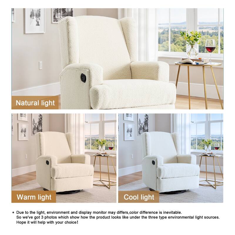 Swivel Wingback Glider Rocker Nursery Recliner Chair