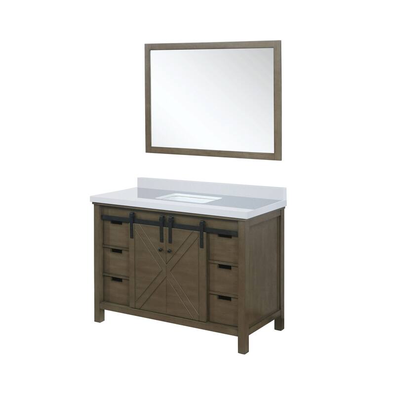 Marsyas Bath Vanity, White Quartz Countertop and Mirrors