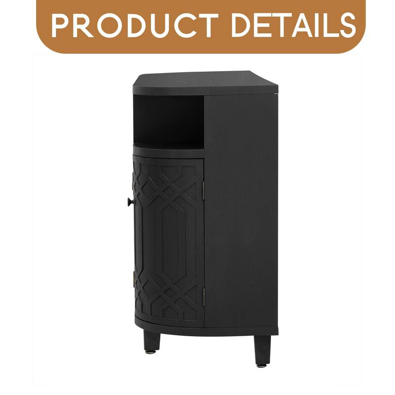 Curved Design Storage Cabinet made of Fraxinus Mandschuric Solid Wood Veneer, Featuring Four Doors and Adjustable Shelves