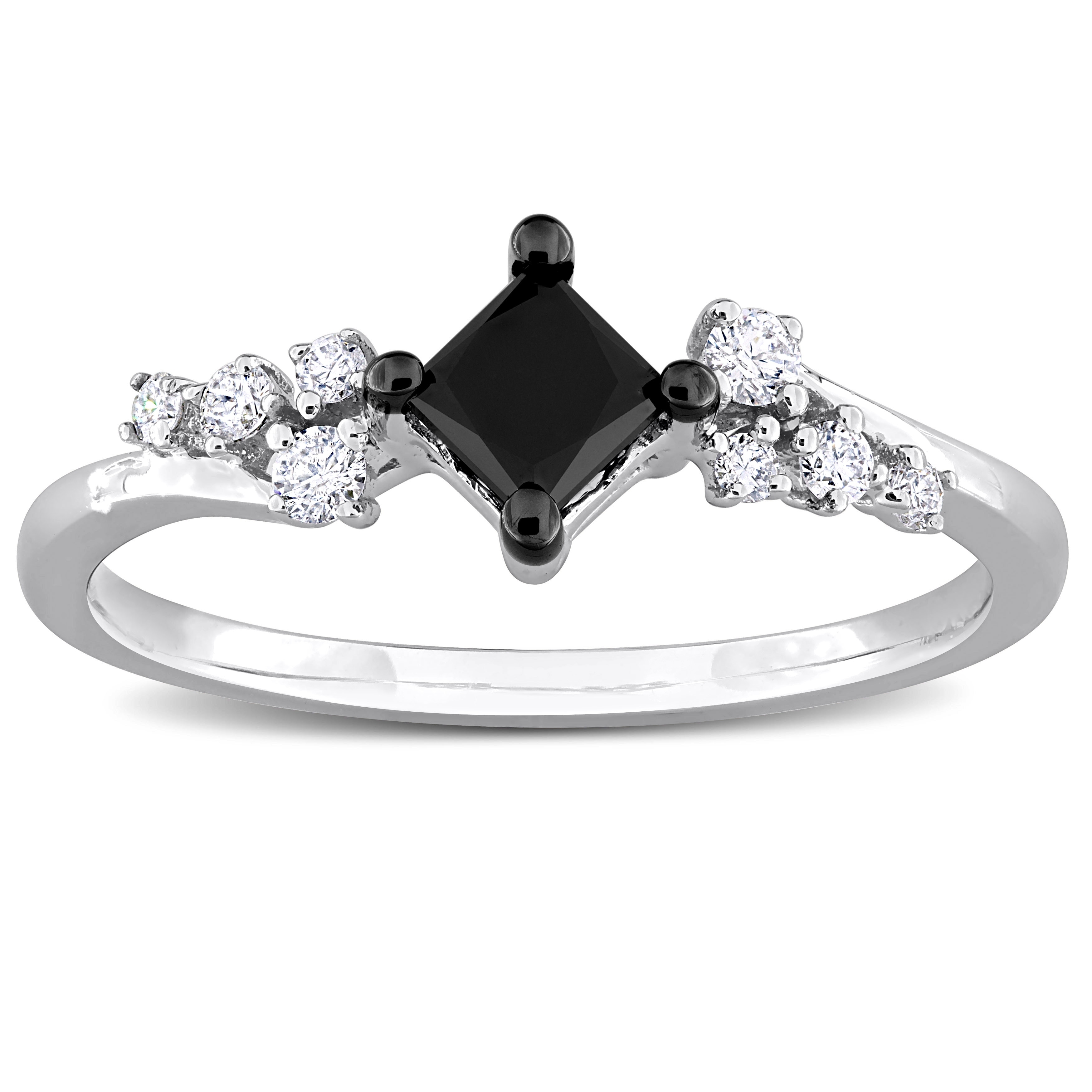 Miadora Black and White Diamond Ring in 14K White Gold (3/4 ct. tw.)