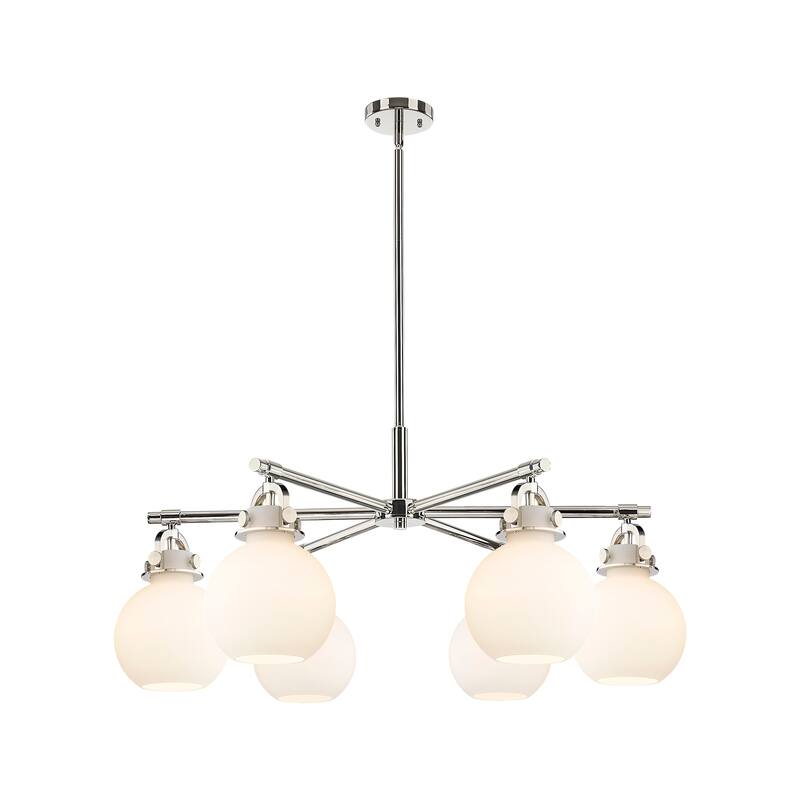 Innovations Lighting Downtown Urban - Newton Sphere - 6 Light 26" Stem Hung Arched-Frame Chandelier