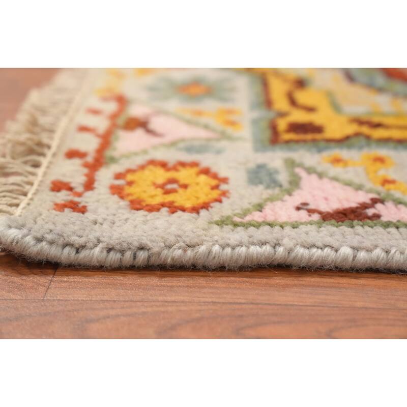 Hand Knotted Oriental 100% Wool Carpet Traditional Geometric Beige & Ivories Kazak Runner Rug - 7' 11'' X 2' 6''