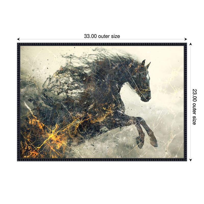 Horse No 15 by Rafal Kulik Framed Canvas Wall Art Print - 33 x 23 in