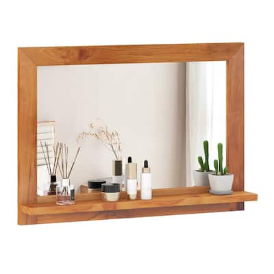 Costway 27.5 x 20 Inch Rectangle Decorative Mirror Farmhouse Wall - Natural - See Details