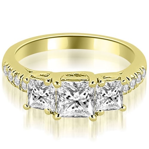 1.05 cttw. 14K Yellow Gold Lucida Three-Stone Princess Cut Engagement Ring