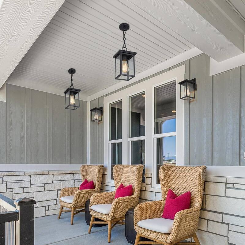 Modern Farmhouse Black 1-Light Outdoor Wall Sconce Glass Patio Lantern