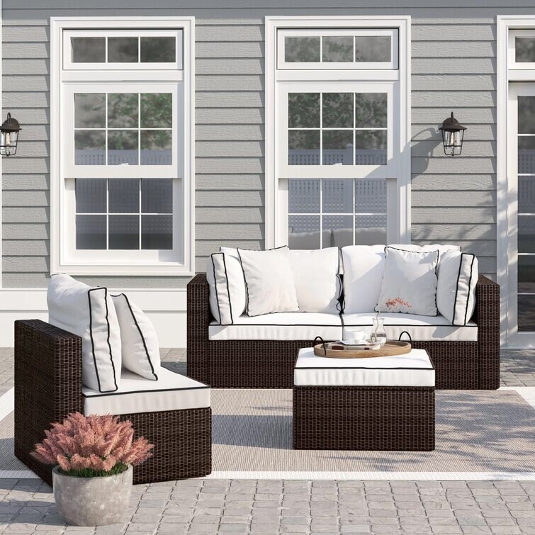 Burruss 4 piece patio sectional with cushions online
