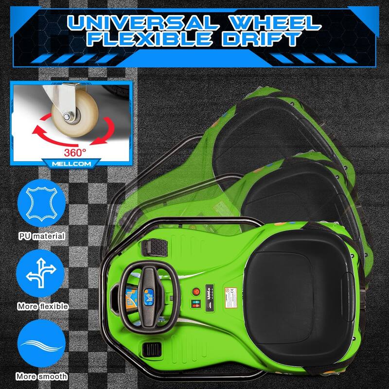 EROMMY Kids Electric Car with 360°Rotatable Universal Wheels, Kids Electric Toy Car with Acceleration Pedal, Music, Bluetooth