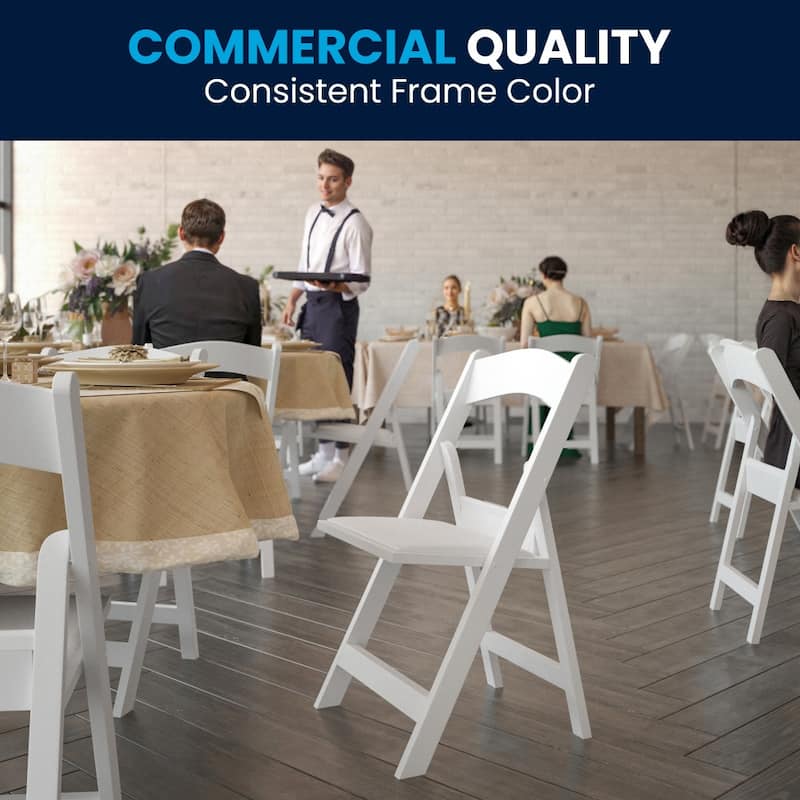 800 lb. Capacity White Resin Folding Chair with Slatted Seat
