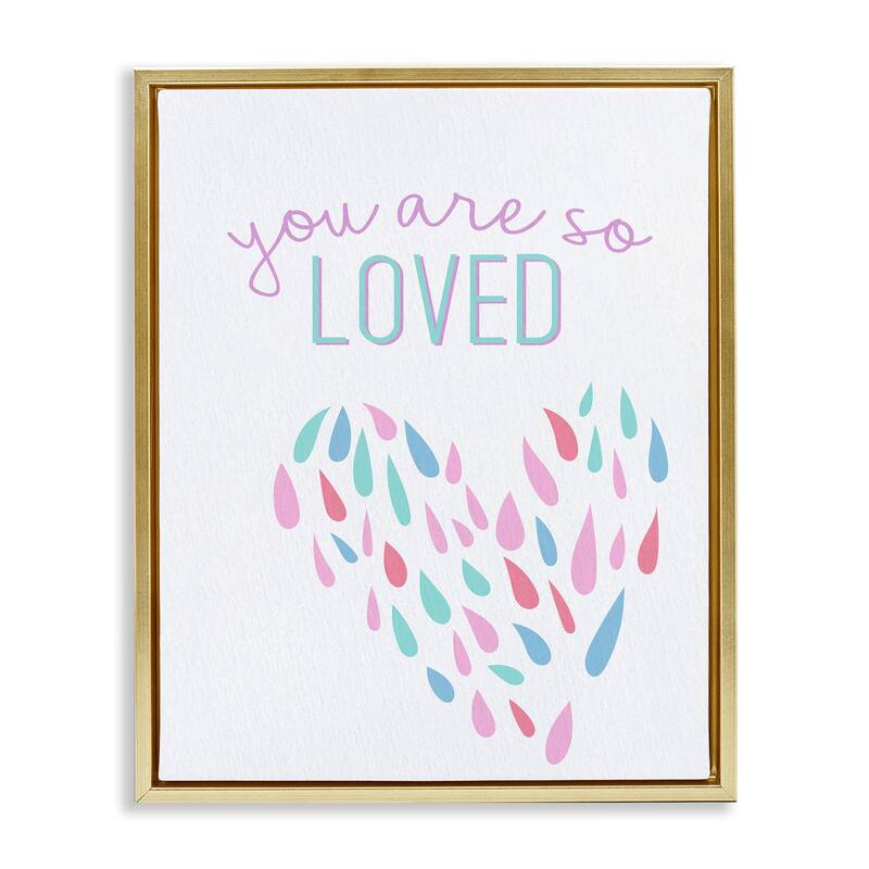 Stupell So Loved Abstract Heart Framed Floater Canvas Wall Art Design By Kim Allen - 17 x 21 - Gold