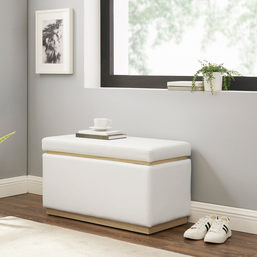 Rue Faux Leather Rectangle Storage Ottoman