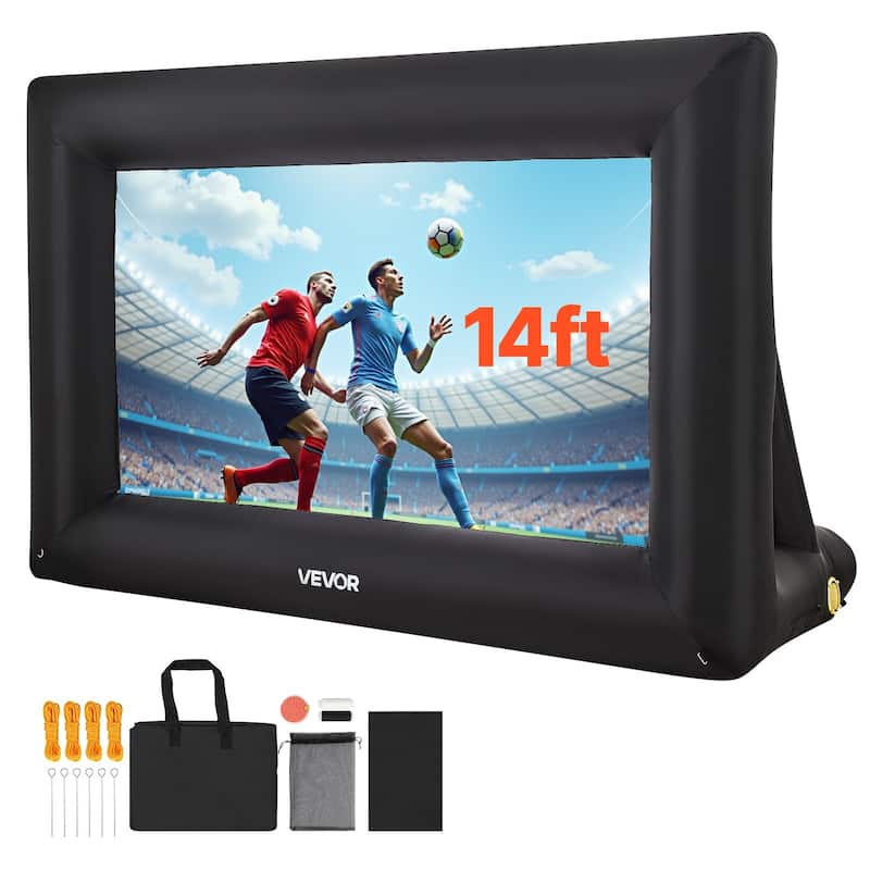 Outdoor & Indoor Movie Screen with 600D Washable Oxford Fabric 250W Quiet Blower Quick Setup, Front & Rear Projection - 14 FT