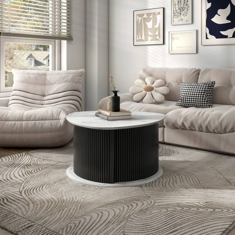Furniture of America Astra Modern 2-Piece Black Triangle Storage Coffee Table Set