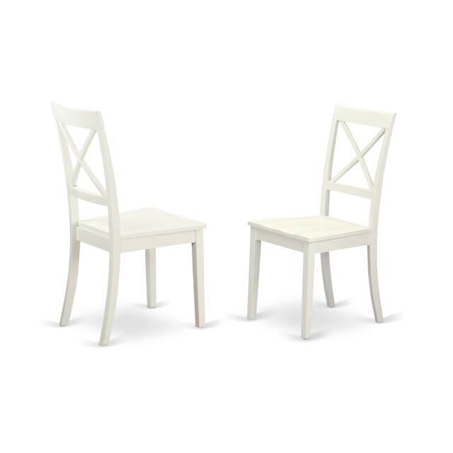 Dining Set Included Pedestal Dining Table and Wooden Chairs - Linen White Finish (Number of Chair Option)