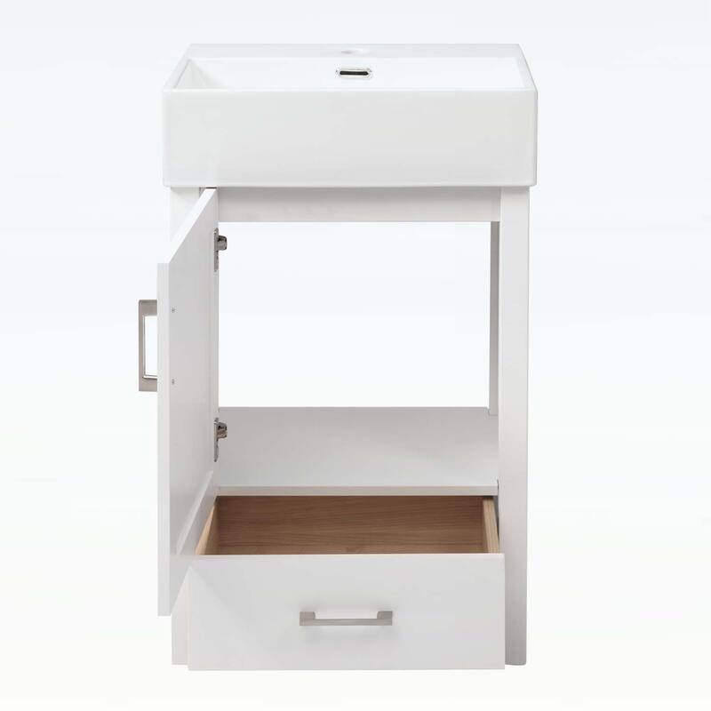 Minimalist Bathroom Vanity with Ceramic Sink,Wood Frame,and Drawer - Ideal for Small Bathrooms