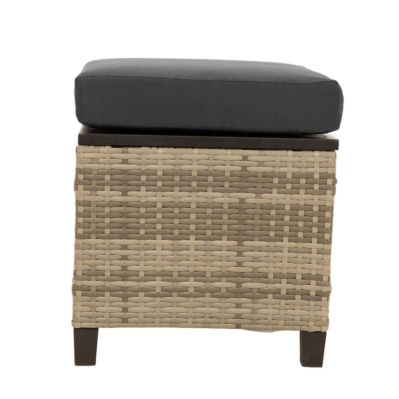 5-Piece 3-Seater Outdoor Wicker Sofa Couch with Gray Cushions