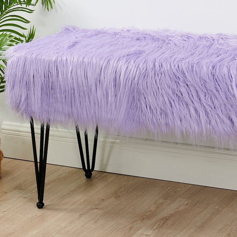 Home Soft Things Mongolian Fauxfur Ottoman 46"x16"x22" with Table Legs