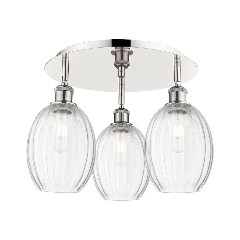 Innovations Lighting Endless Possibilities Ballston - Preston - 3 Light 18" Bulb Shade Flush Mount - Clear/Polished Nickel