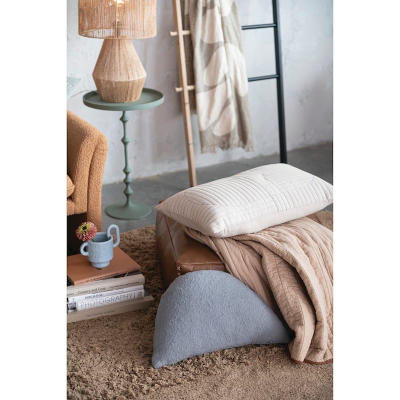 Chambray Quilted Lumbar Pillow Cover
