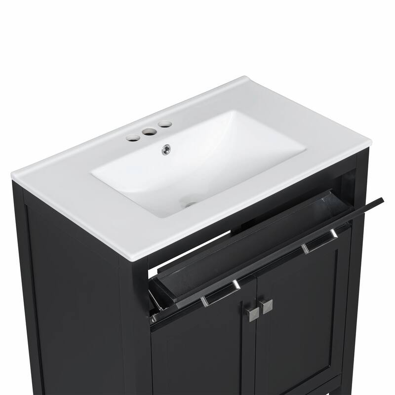 30-inch Modern Bathroom Vanity with Ceramic Sink and Versatile Storage