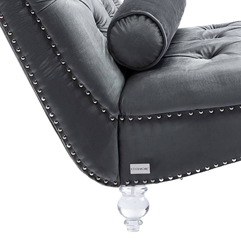 Elegant Stylish Velvet Upholstered Leisure Lounge Chair with Transparent Acrylic Legs