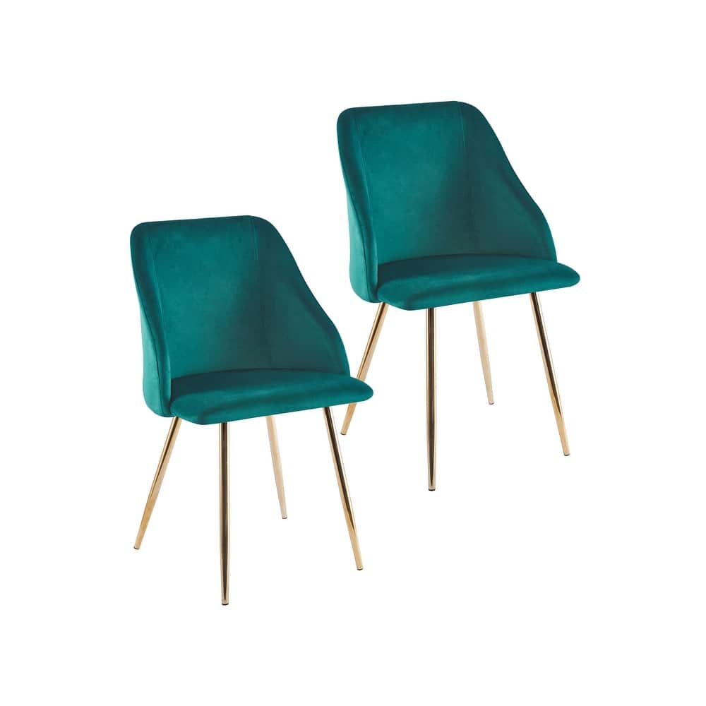 Porthos Home Pema Dining Chairs Set of 2, Velvet, Gold Chrome Legs
