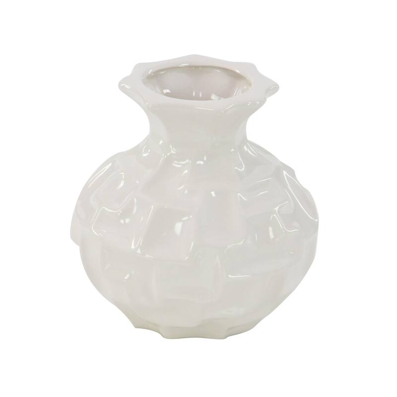 Ceramic Decorative Vase with Varying Patterns - Set of 3 Gold, Blue, White, Cream - Roche River Decor
