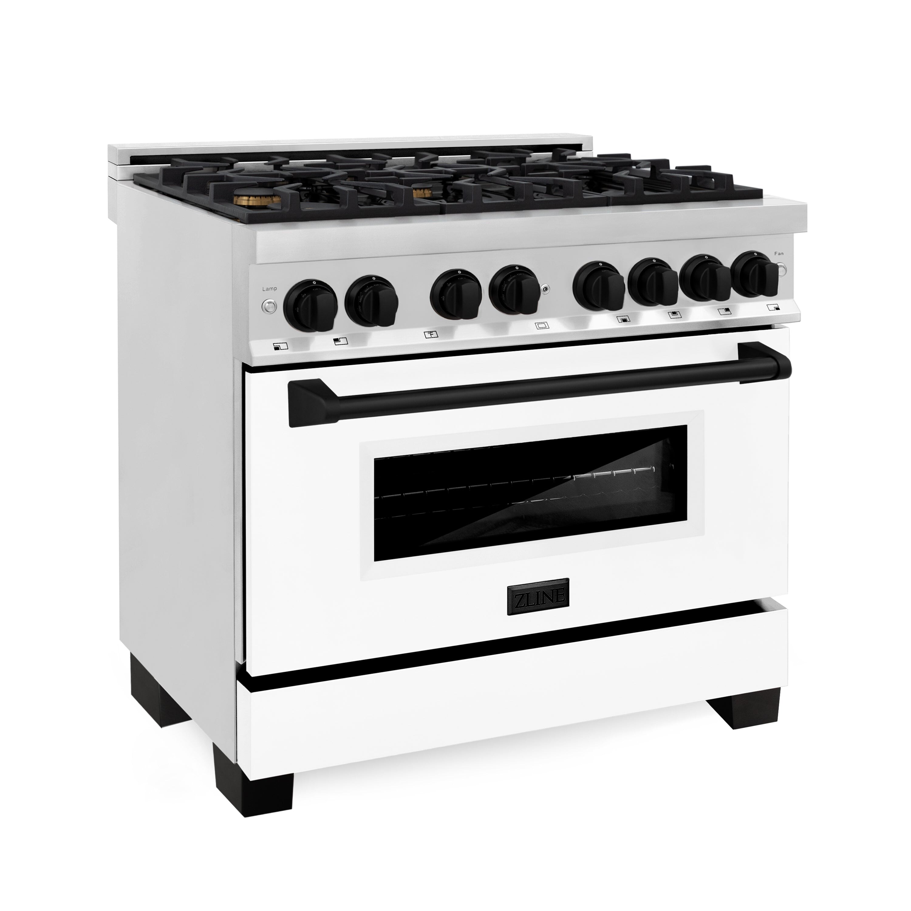 Zline Kitchen and Bath ZLINE Autograph Edition 36" Dual Fuel Range in Stainless Steel, White Matte with Accents