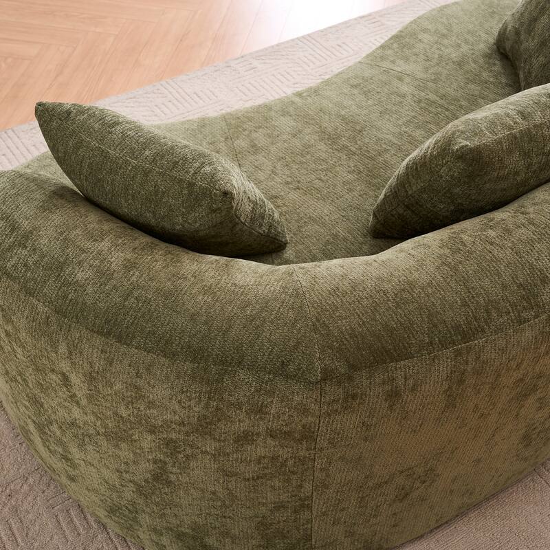 GDFStudio - Crescent-Shaped 67" Chenille Sofa with Self-Inflating Foam and Modular Design