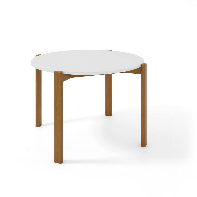 Manhattan Comfort Mid Century Modern Gales Round 46.54 Dining Table - Matte White
