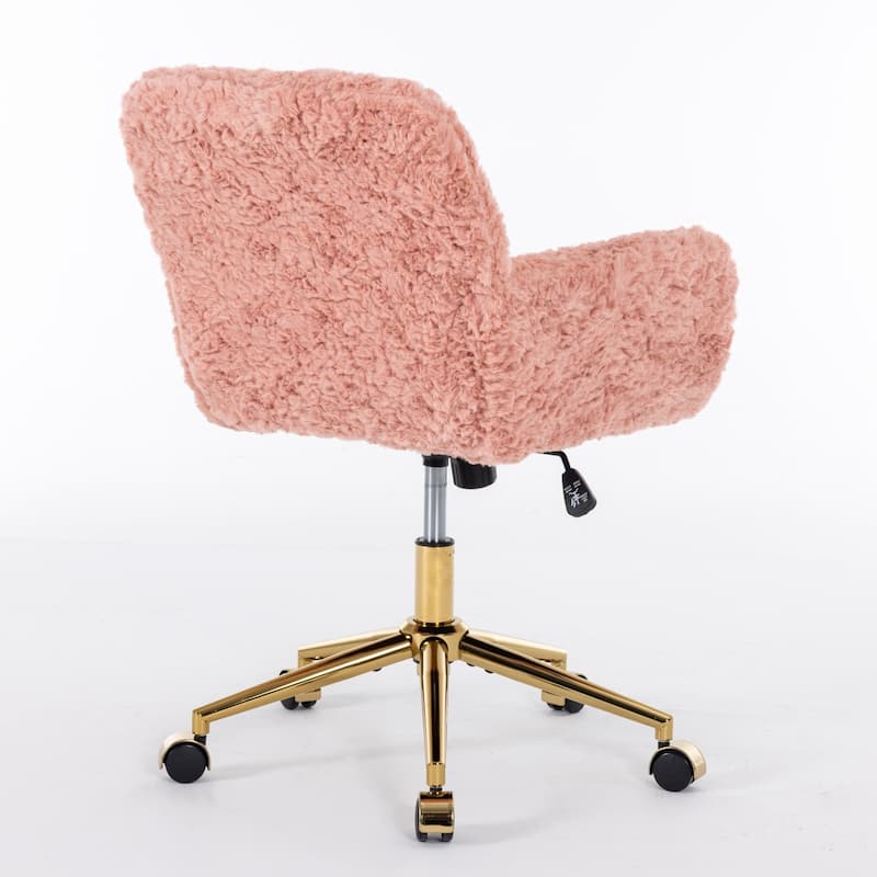 Office Chair,Artificial rabbit hair Home Office Chair with Golden Metal Base,Adjustable Desk Chair Swivel Office Chair