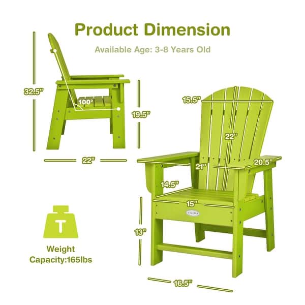 dimension image slide 0 of 4, Costway Patio Kids' Adirondack Chair Seat Weather Resistant for Ages - See Details