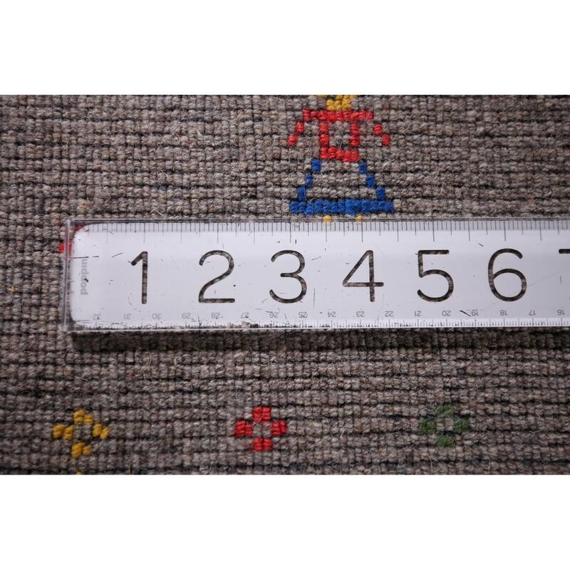 Tribal Gabbeh Area Rug Handmade Grey Wool Carpet - 8'2"x 9'11"
