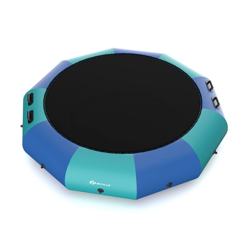 Goplus 15FT Inflatable Water Bouncer Splash Padded Water Trampoline - See Details - See Details - Blue
