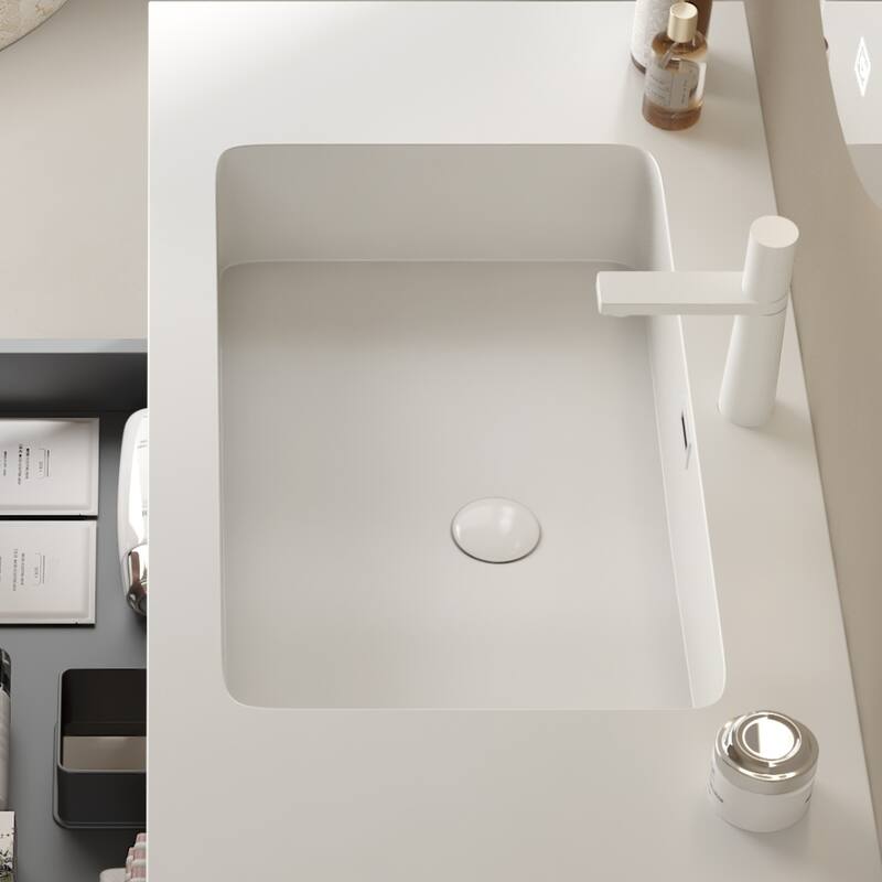 GDFStudio - Modern Integrated Rectangular Undermount Basin, WITHOUT Drain and Faucet