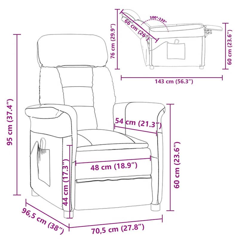 vidaXL Massage Chair Dark Grey/Light Grey/Cream Microfibre Fabric