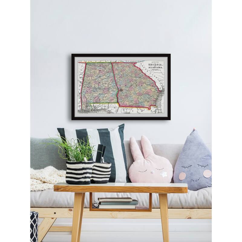 'Vintage Map of Georgia and Alabama' Framed Painting Print
