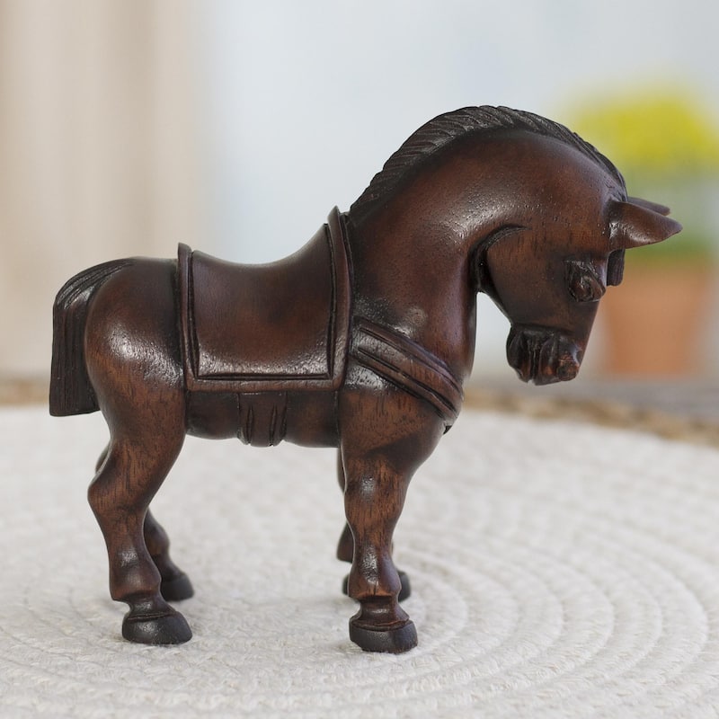 Novica Handmade Mini Horse Cedar Wood Sculpture