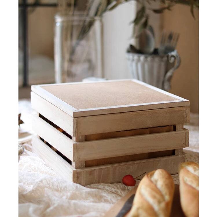 RusticReach Rustic Wooden Storage Crate with Chalkboard Lid