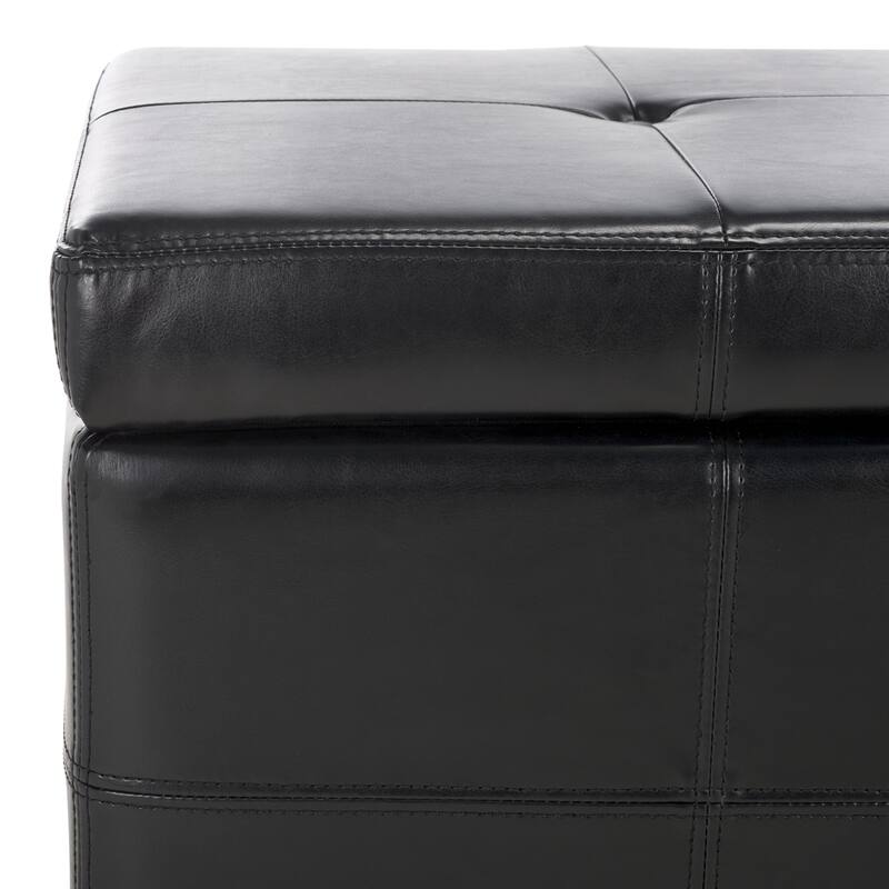 SAFAVIEH Harper Tufted Brown Bicast-Leather Large Storage Bench - 46.9" x 18.3" x 16.7" - 47Wx18Dx17H