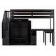 preview thumbnail 32 of 110, Twin/Full Size Loft Bed with Storage Staircase, Wardrobe and Desk, Solid Wood Loft Bedframe with 2 Storage Drawers and Shelves