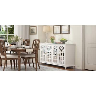 Storage Accent Cabinet Accent Buffet Cabinet Mirror Doors Organizers - 63"Wx31.5"H